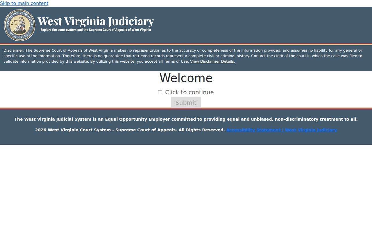 Ritchie County criminal docket MCRSearch entry screen