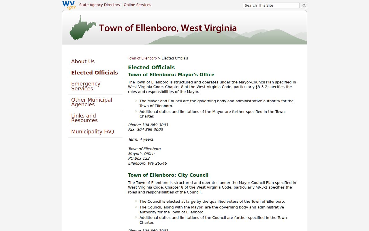 Ellenboro court docket town office and elected official contact